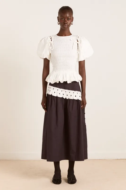 flavia midi skirt - black & polka dot sold by Damson Madder