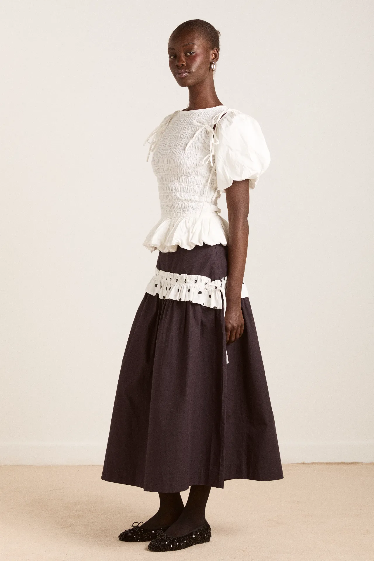 flavia midi skirt - black & polka dot sold by Damson Madder product image thumbnail 3