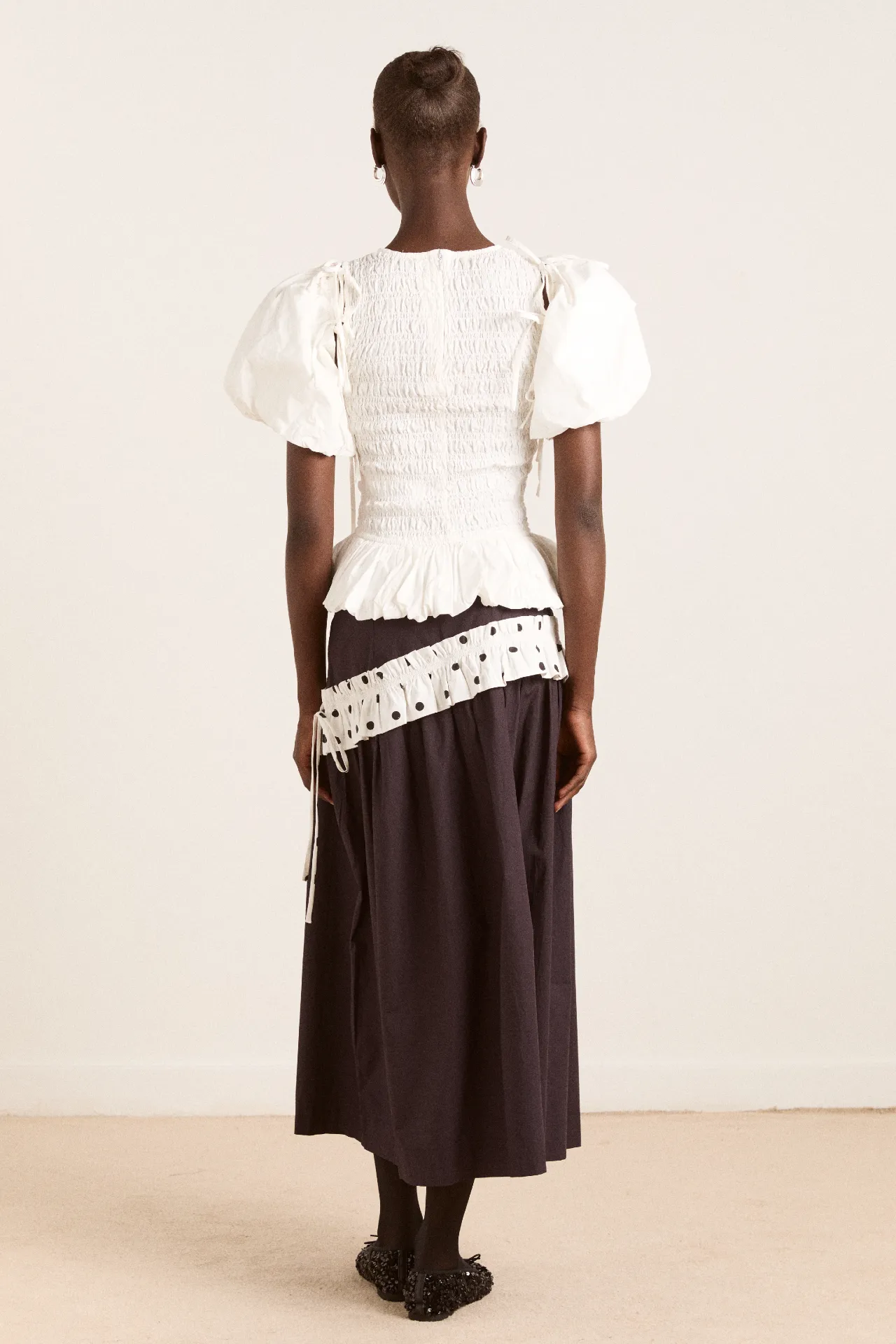 flavia midi skirt - black & polka dot sold by Damson Madder product image thumbnail 4