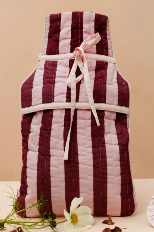 hot water bottle cover - pink stripe sold by Damson Madder