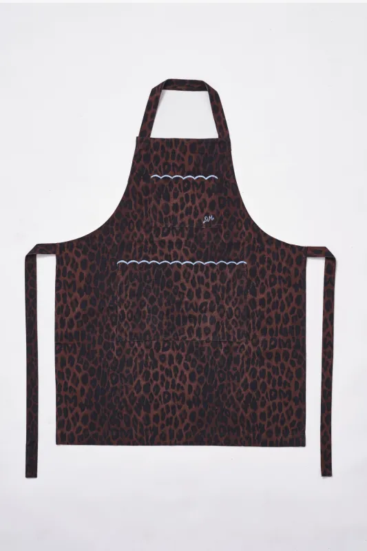scallop apron - dark leopard sold by Damson Madder