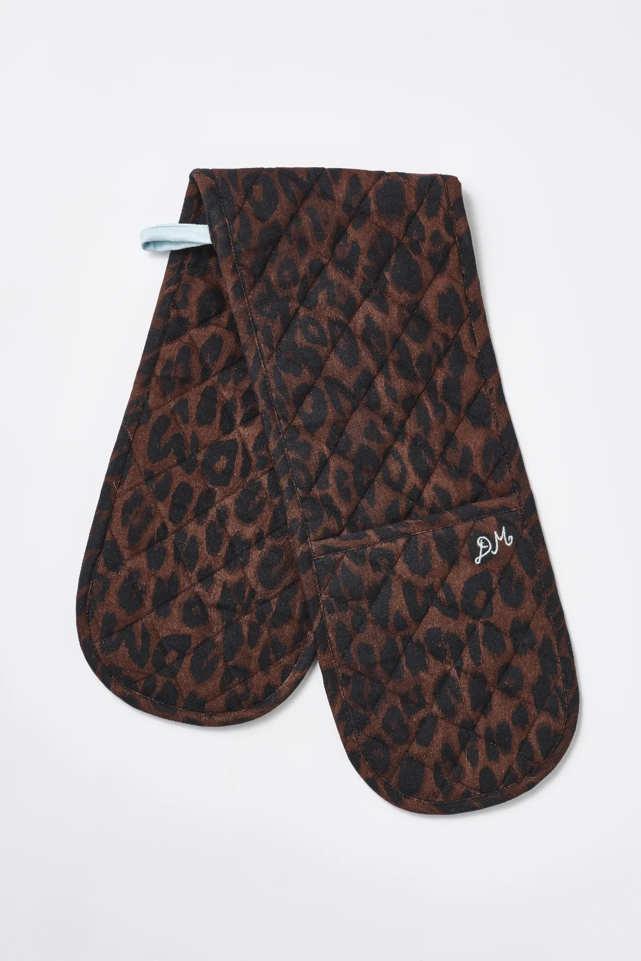 double oven glove - dark leopard sold by Damson Madder