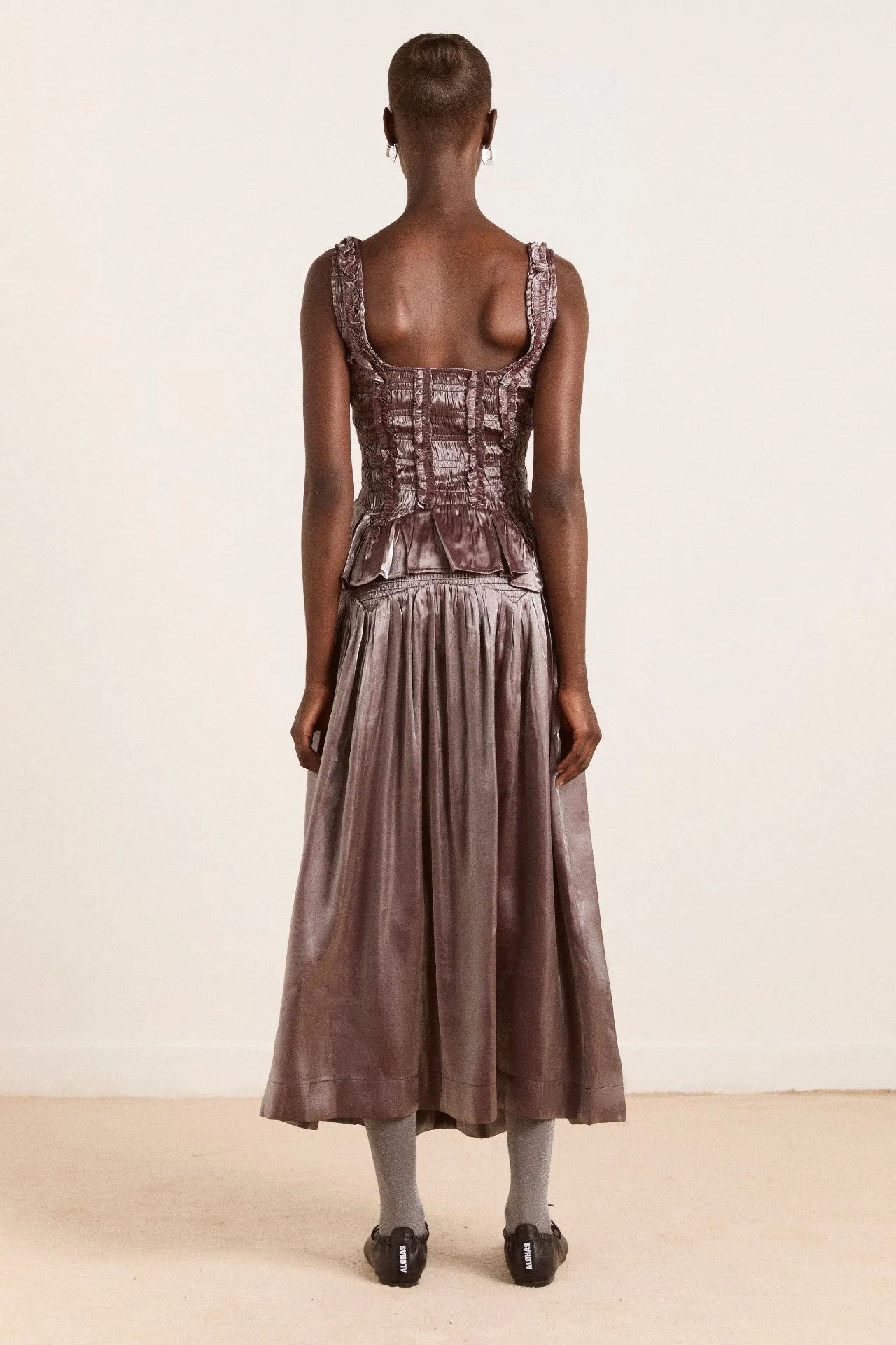 layla midi skirt - glass satin sold by Damson Madder product image thumbnail 5