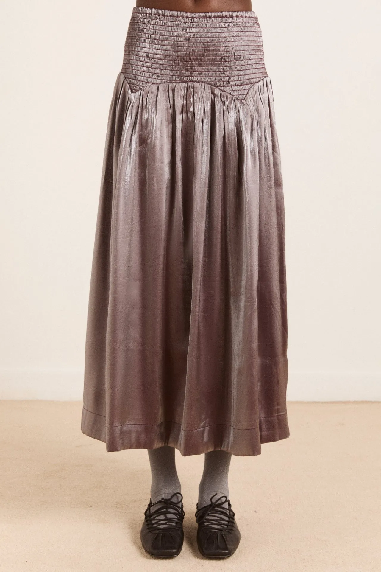 layla midi skirt - glass satin sold by Damson Madder product image thumbnail 2