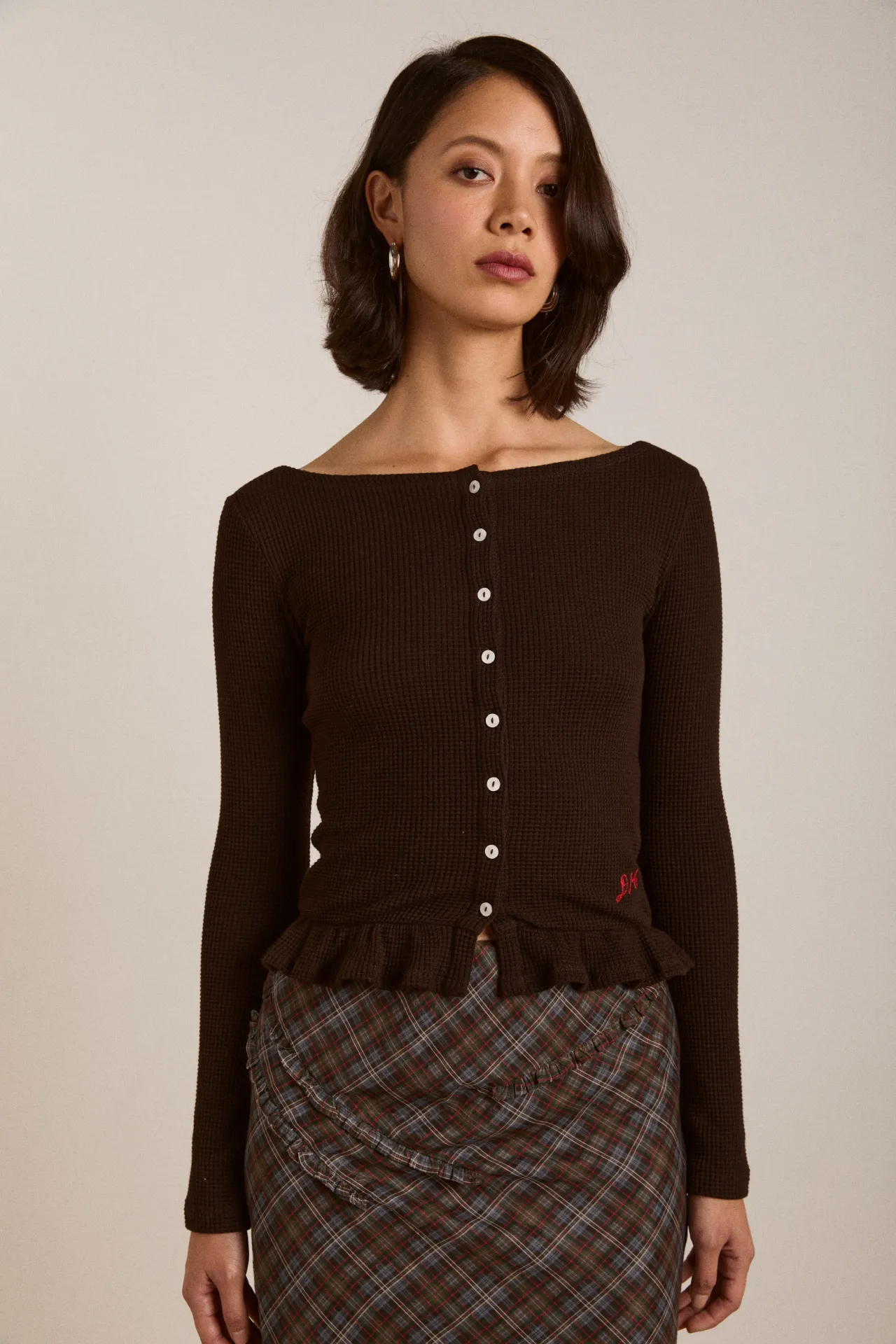 marjorie waffle top sold by Damson Madder