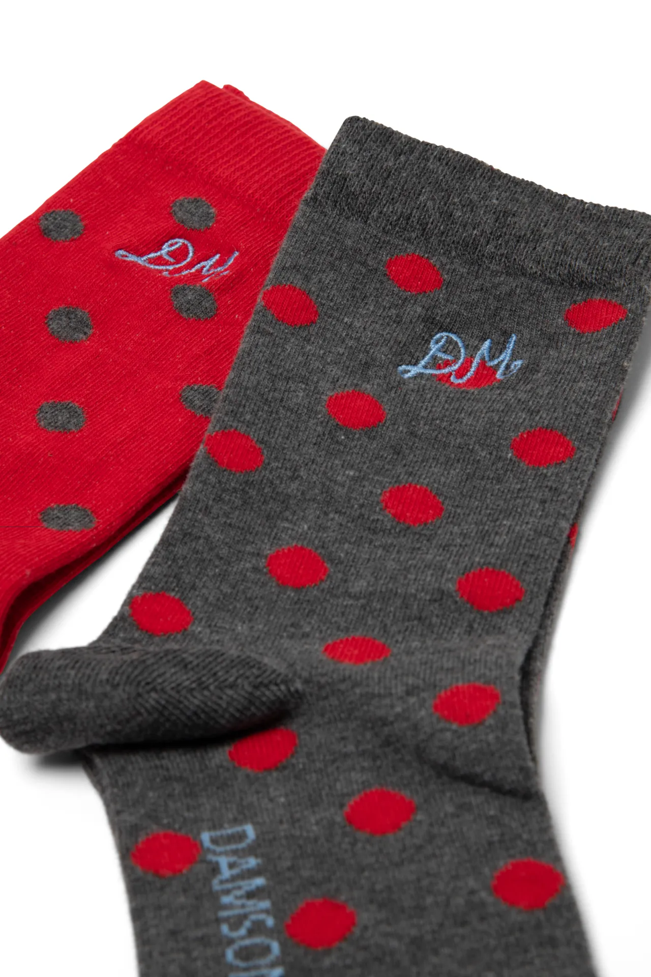 2 pack socks in red & charcoal spot sold by Damson Madder product image thumbnail 2