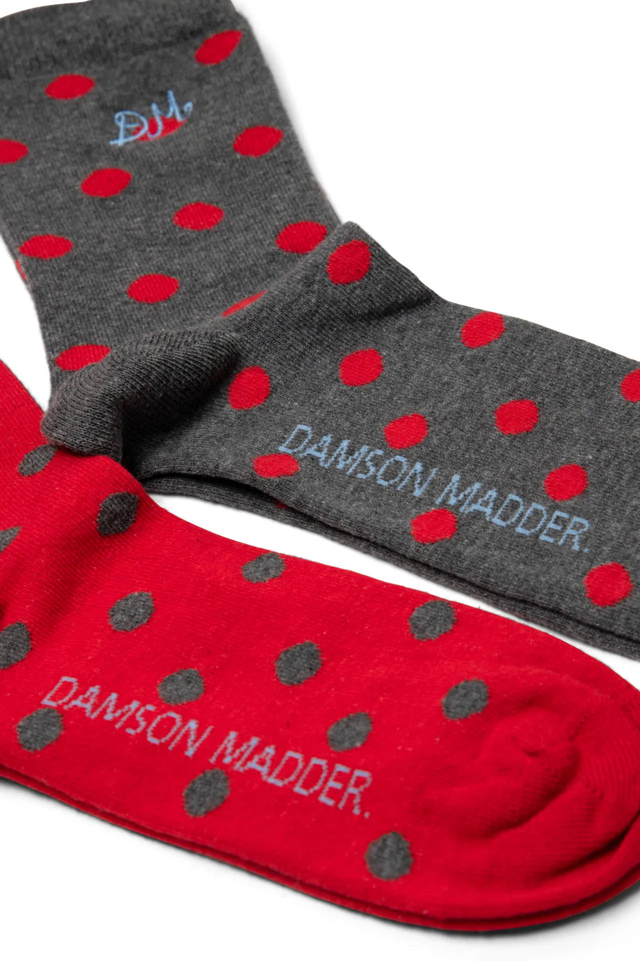 2 pack socks in red & charcoal spot sold by Damson Madder product image thumbnail 3