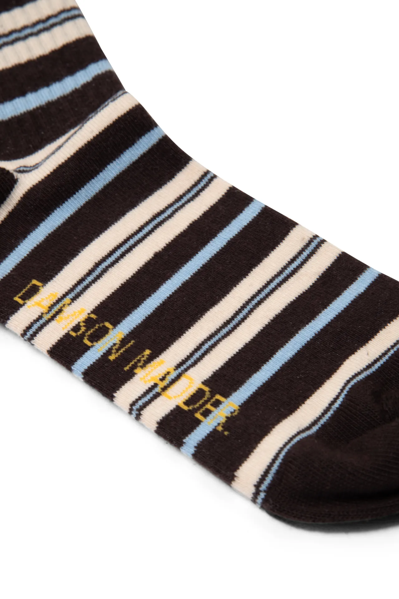 calf length socks in brown stripe sold by Damson Madder product image thumbnail 2