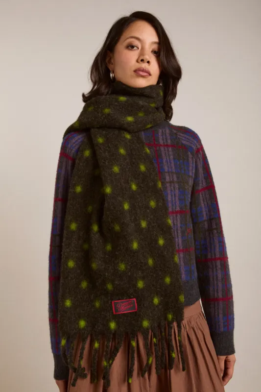 brushed oversized scarf in charcoal & lime spot sold by Damson Madder