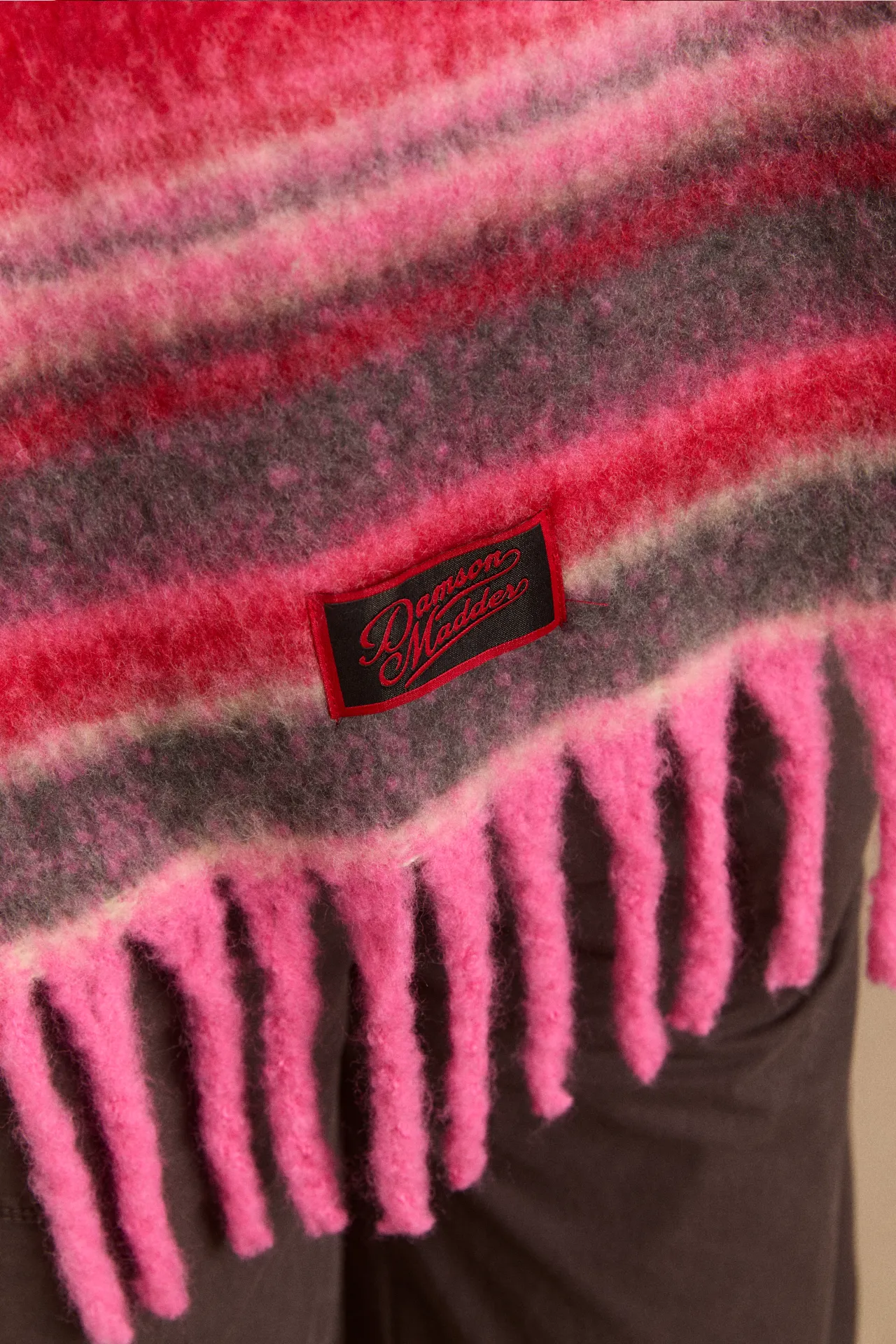 brushed oversized scarf in pink pop stripe sold by Damson Madder product image thumbnail 5