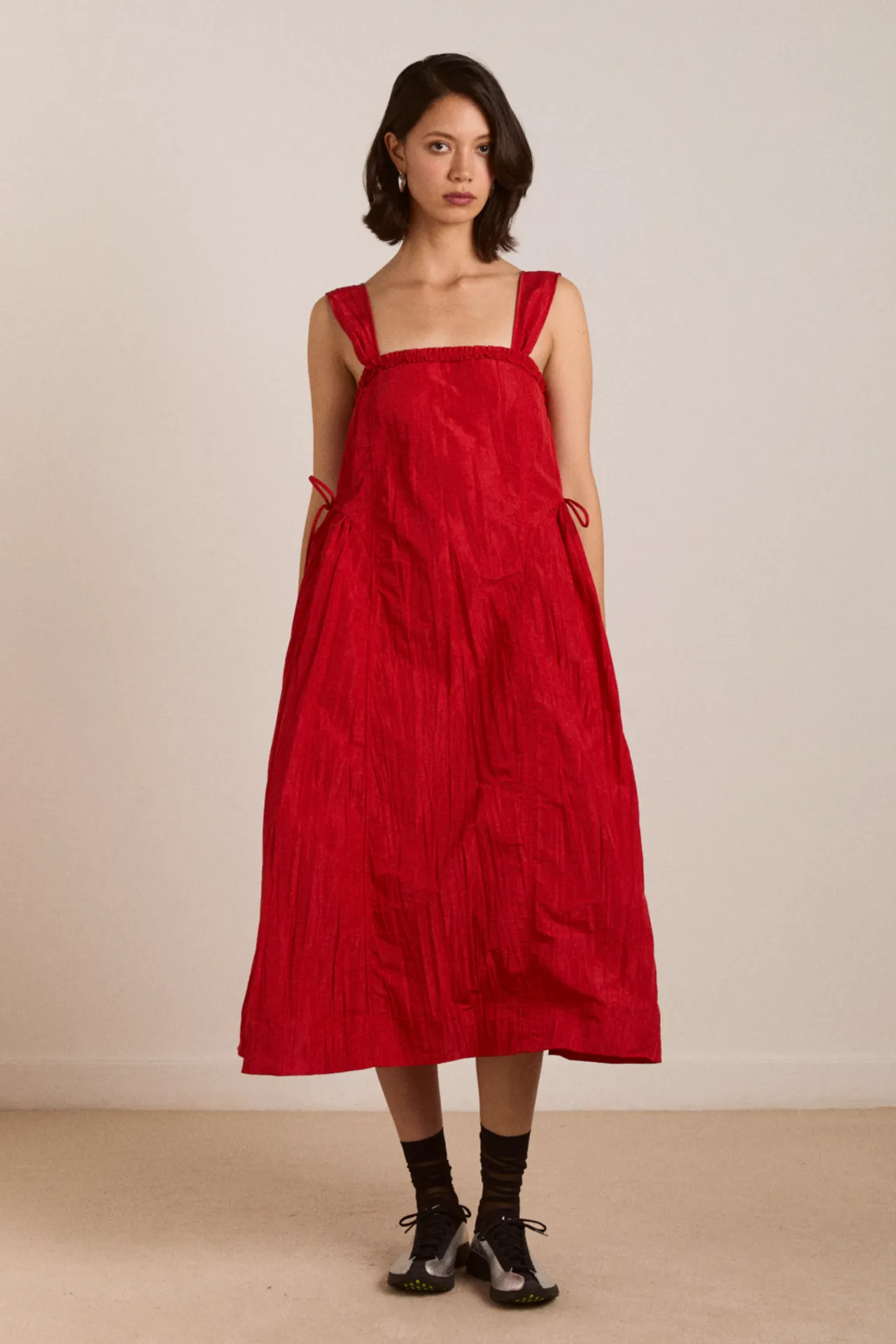 Elina Midi Dress Red Tafetta sold by Damson Madder product image thumbnail 2
