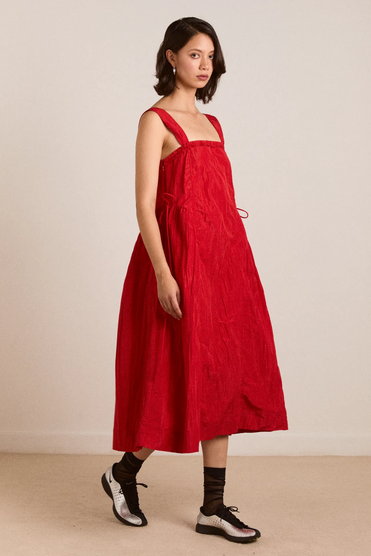 Elina Midi Dress Red Tafetta sold by Damson Madder product image thumbnail 3