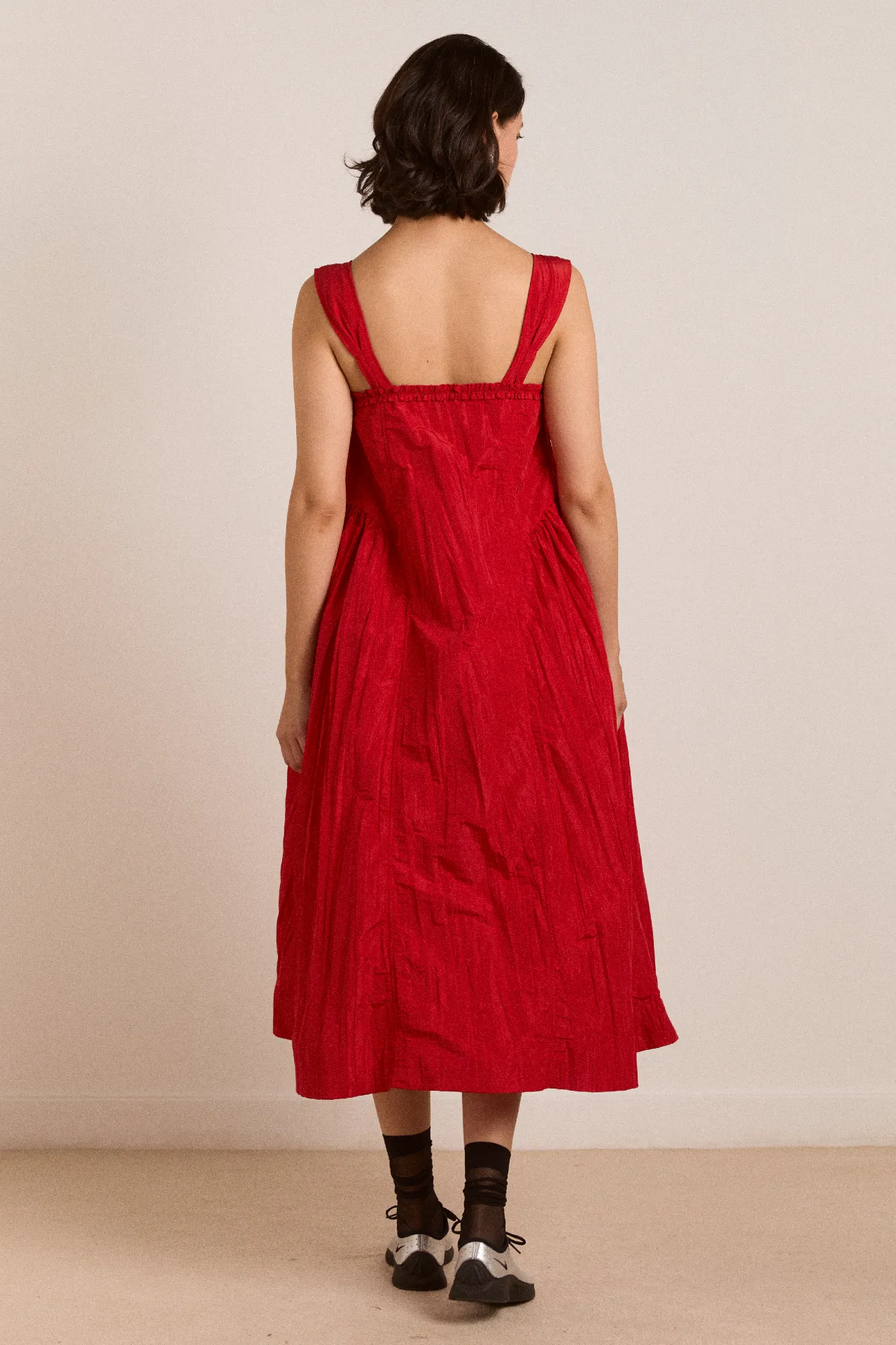 Elina Midi Dress Red Tafetta sold by Damson Madder product image thumbnail 4