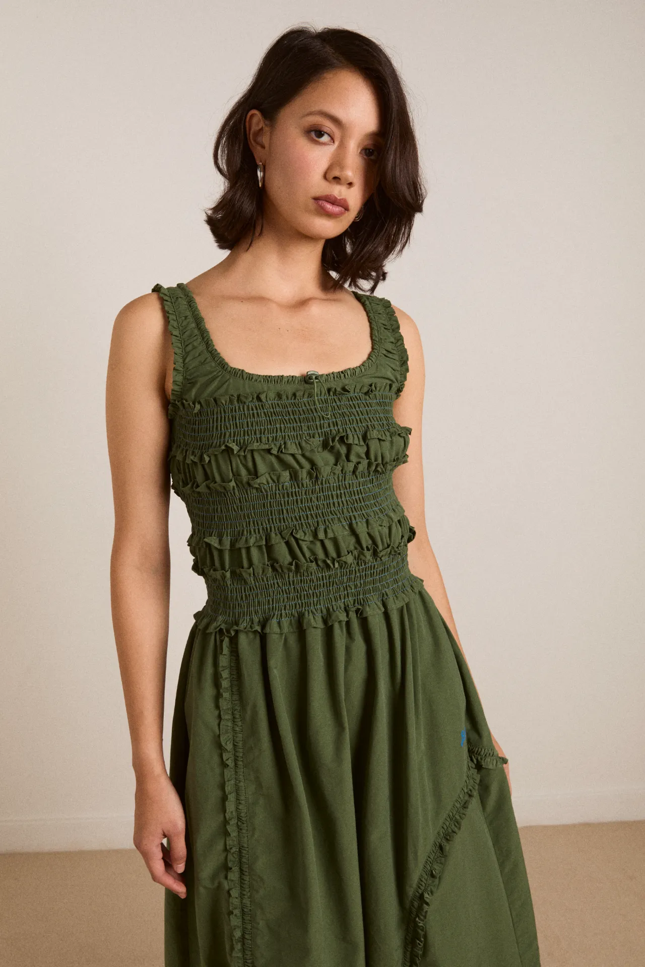 cynthia midi dress olive sold by Damson Madder product image thumbnail 4