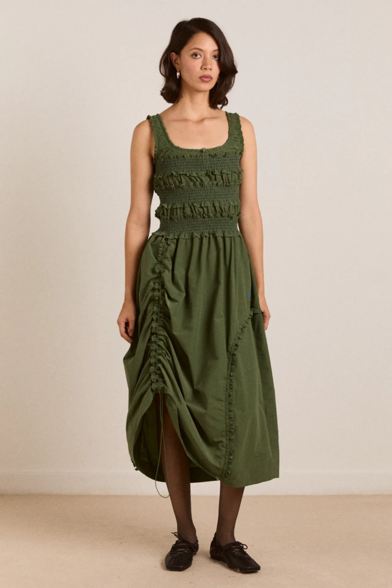 cynthia midi dress olive sold by Damson Madder product image thumbnail 2