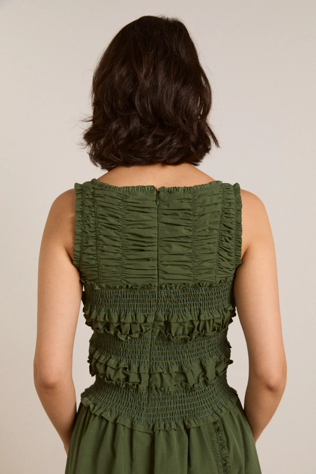 cynthia midi dress olive sold by Damson Madder product image thumbnail 5