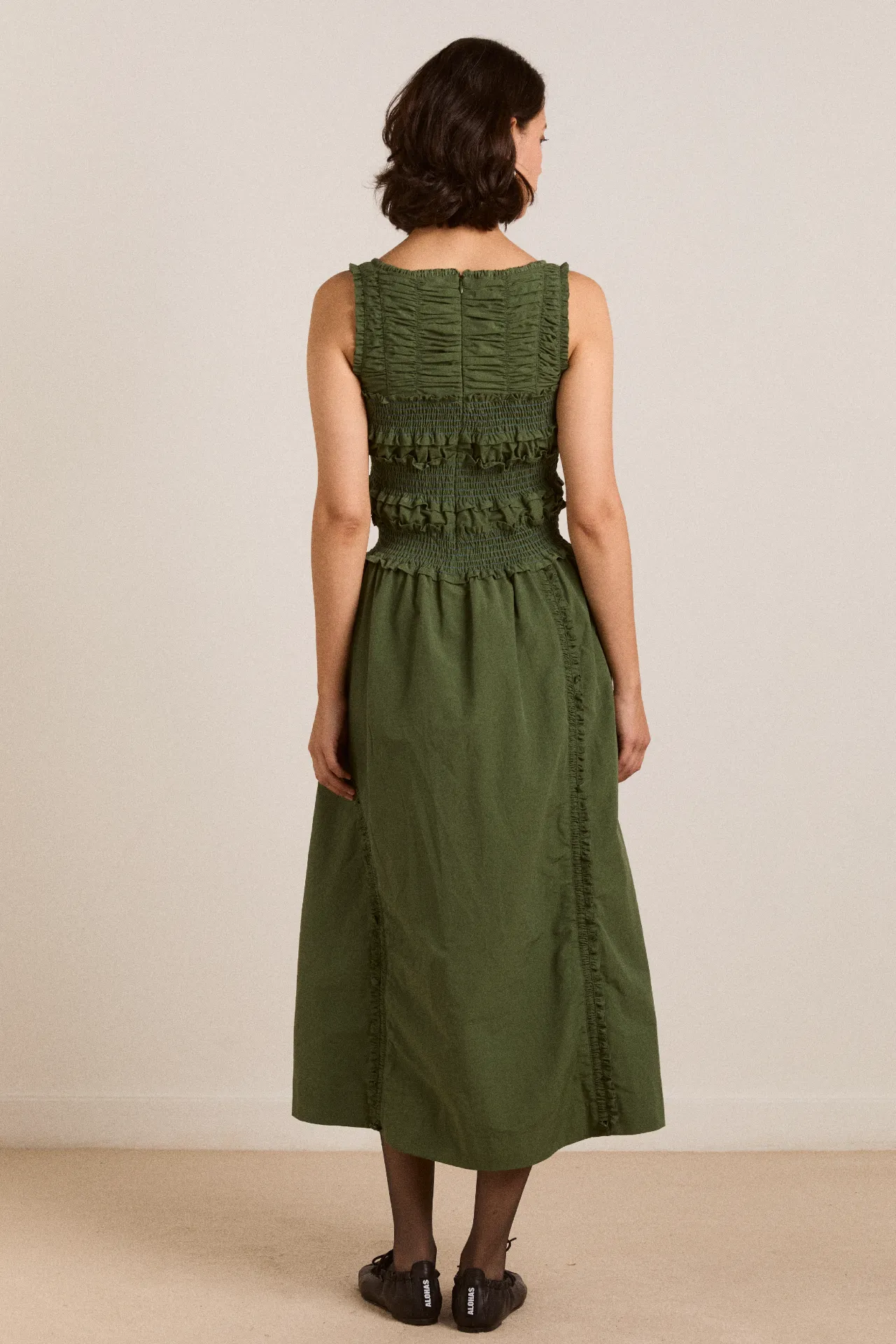cynthia midi dress olive sold by Damson Madder product image thumbnail 3