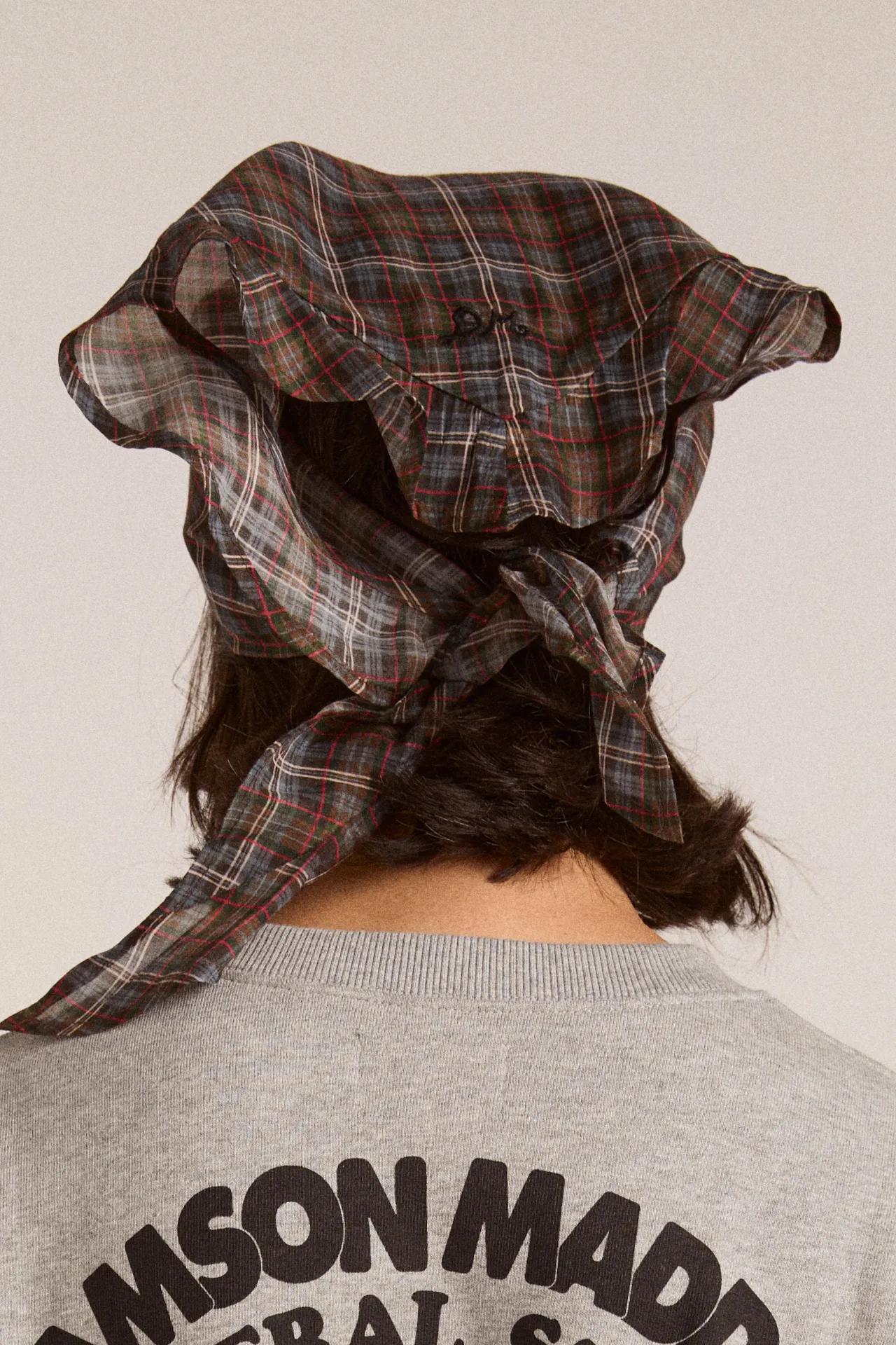 sheer head scarf multi check sold by Damson Madder product image thumbnail 3