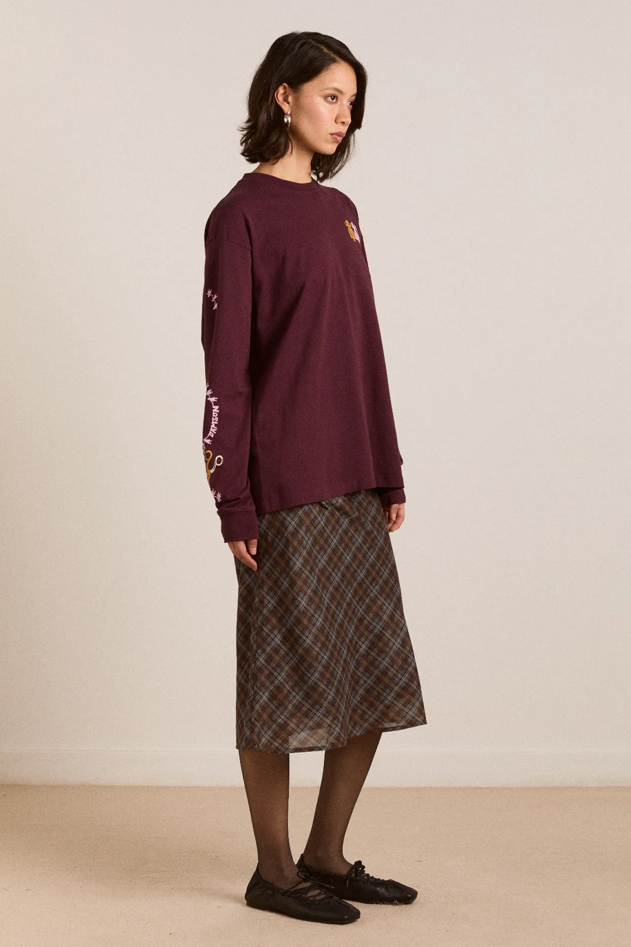 octavia skirt sheer multi check sold by Damson Madder product image thumbnail 4