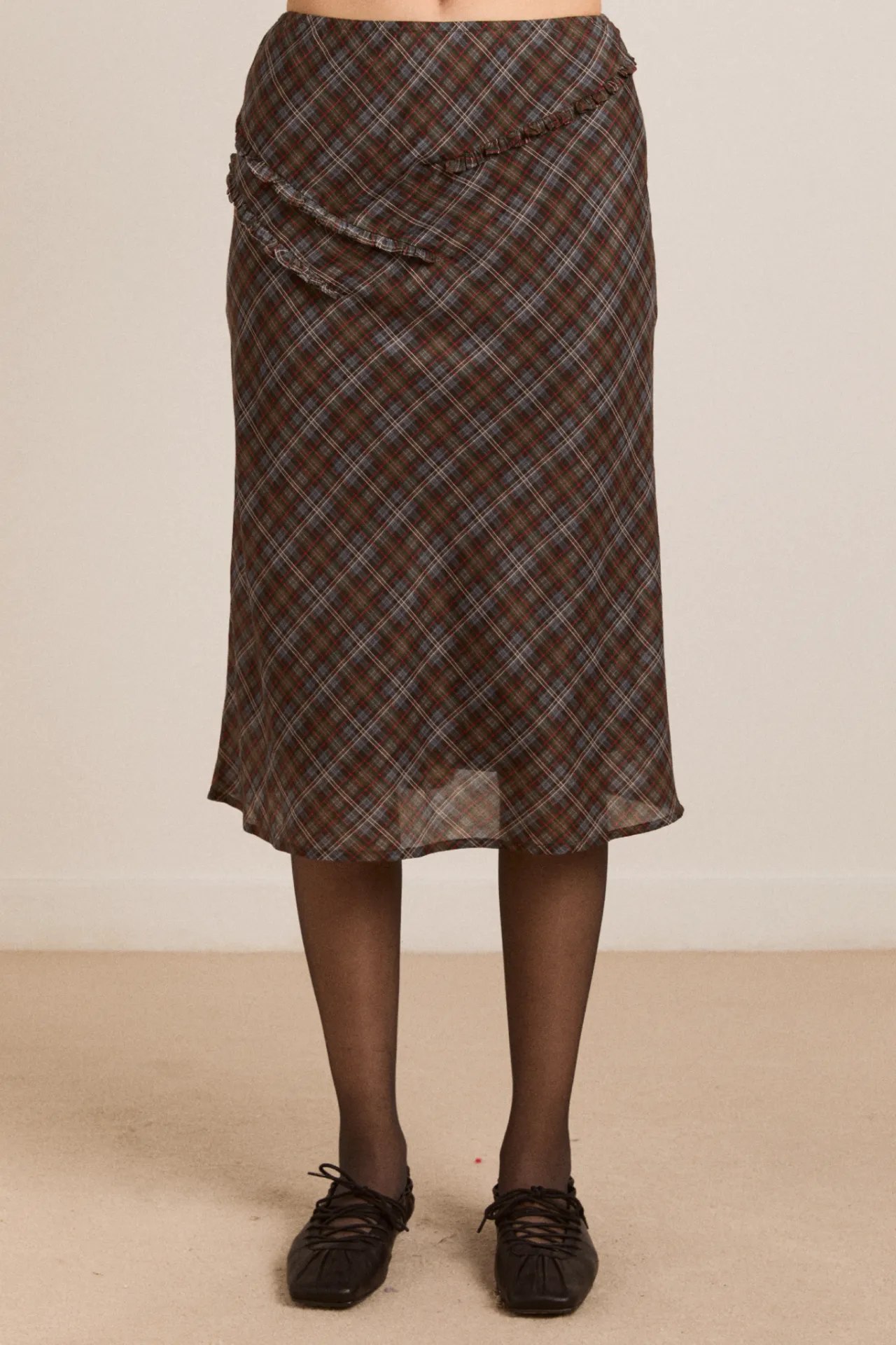 octavia skirt sheer multi check sold by Damson Madder product image thumbnail 3