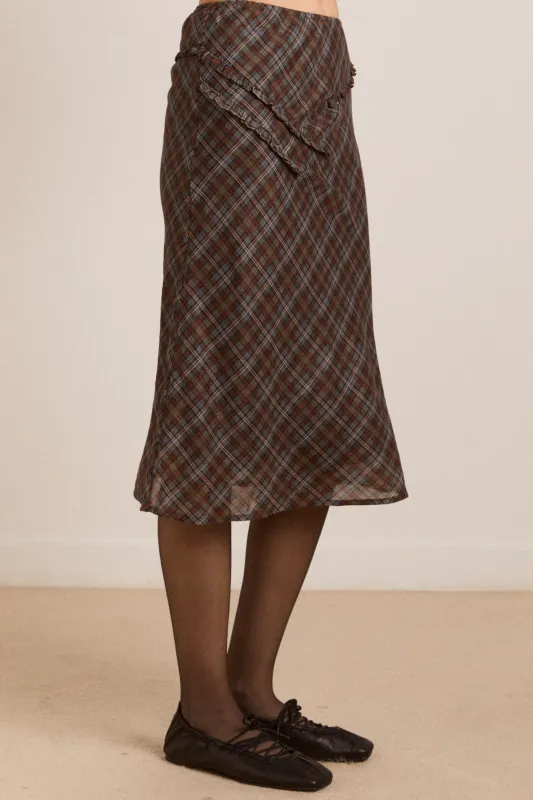 octavia skirt sheer multi check sold by Damson Madder