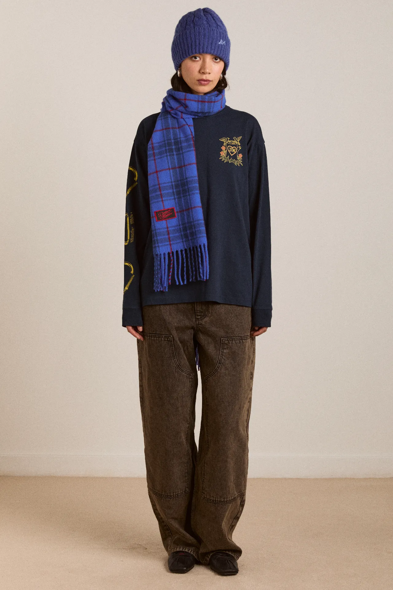 wool scarf- blue tartan sold by Damson Madder product image thumbnail 2