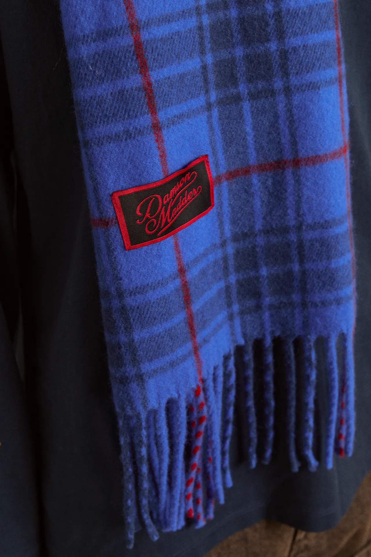 wool scarf- blue tartan sold by Damson Madder product image thumbnail 4