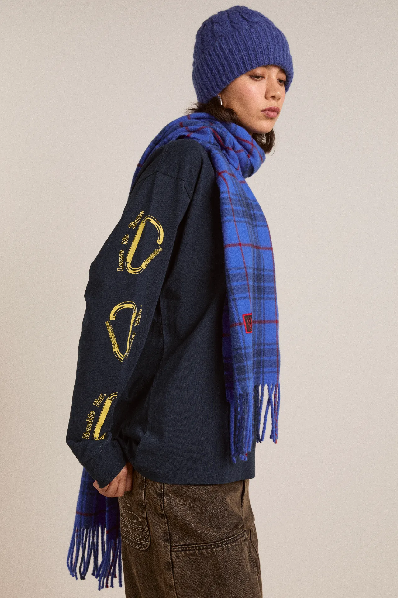 wool scarf- blue tartan sold by Damson Madder product image thumbnail 5