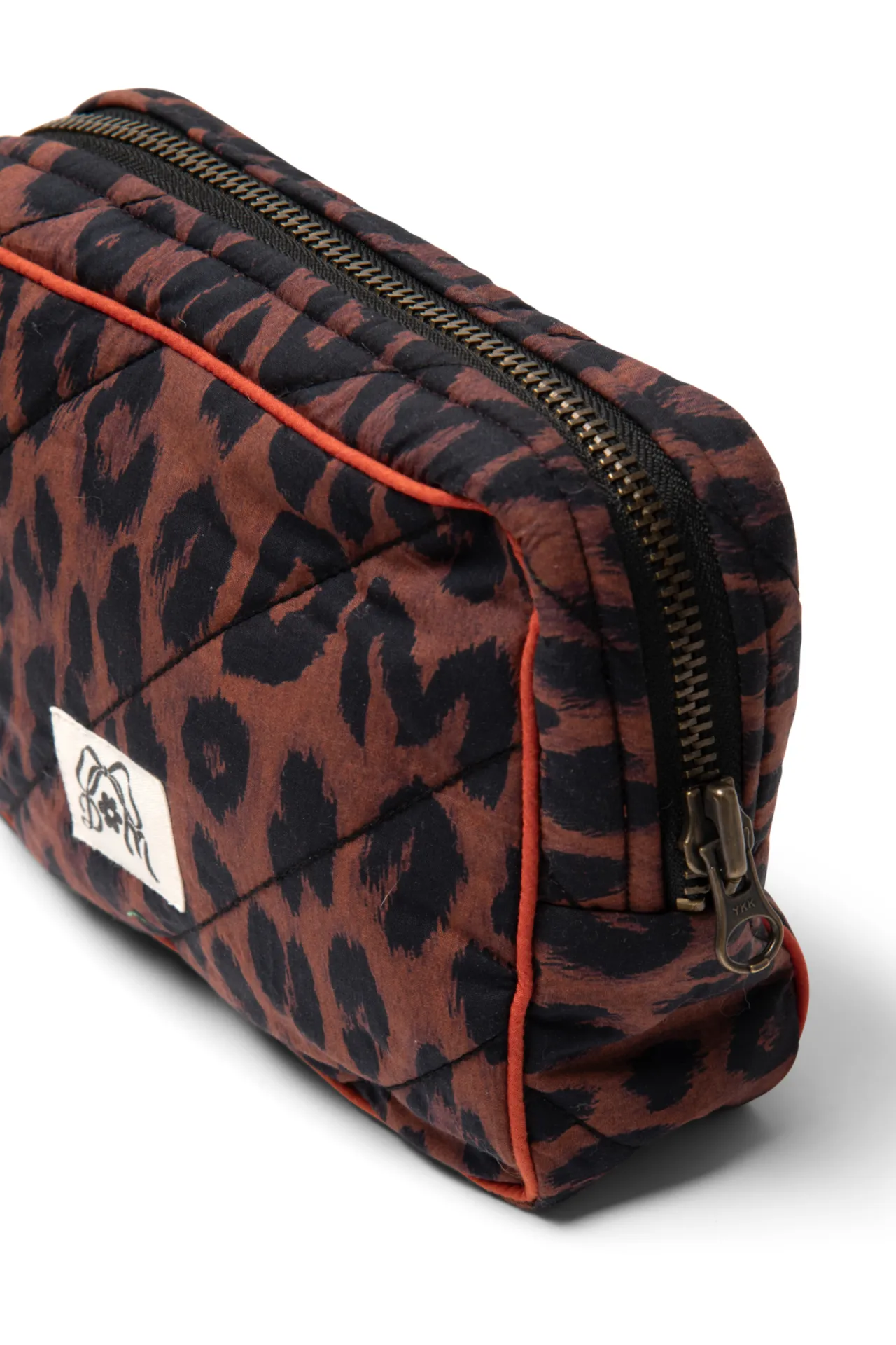 quilted make up bag- dark leopard sold by Damson Madder product image thumbnail 2