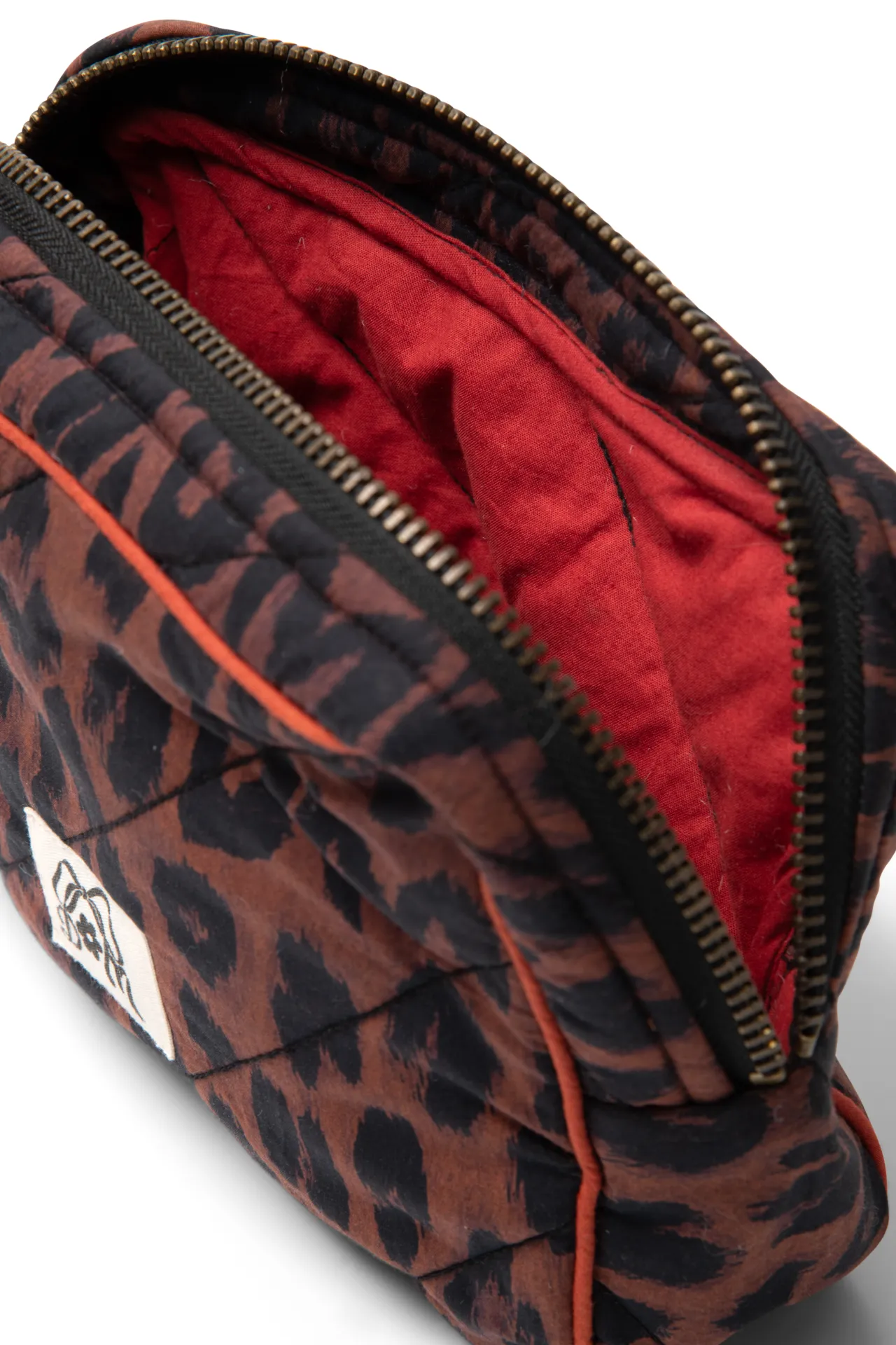 quilted make up bag- dark leopard sold by Damson Madder product image thumbnail 3