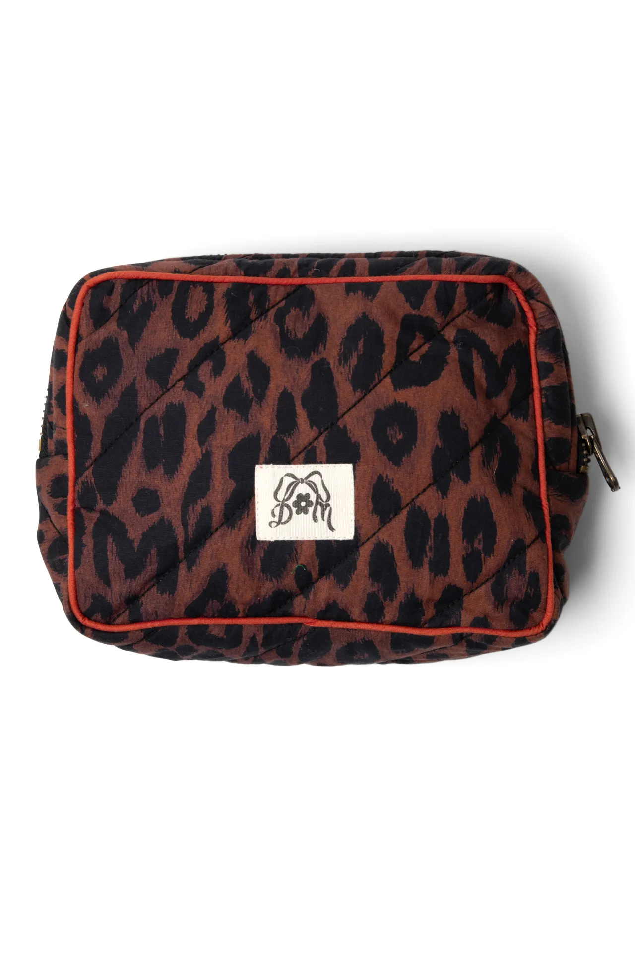 quilted make up bag- dark leopard sold by Damson Madder