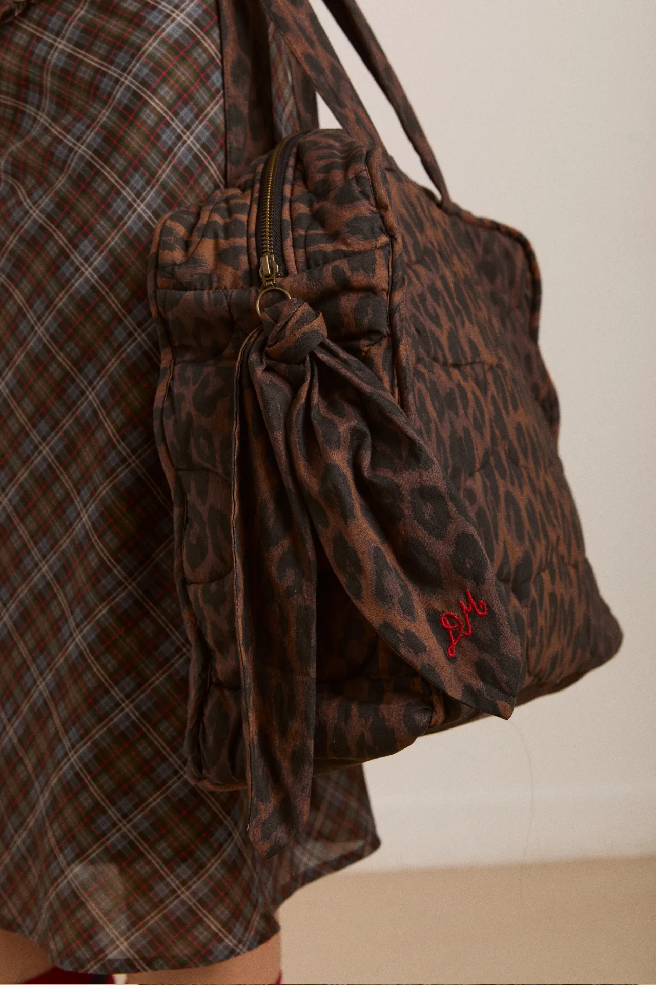 dark leopard quilted tote bag sold by Damson Madder product image thumbnail 4