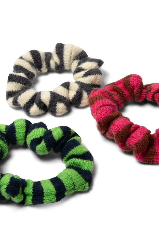 stripe knitted scrunchies - 3 pack sold by Damson Madder