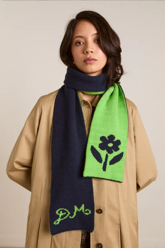 DM reversible jacquard scarf - lime & blue sold by Damson Madder