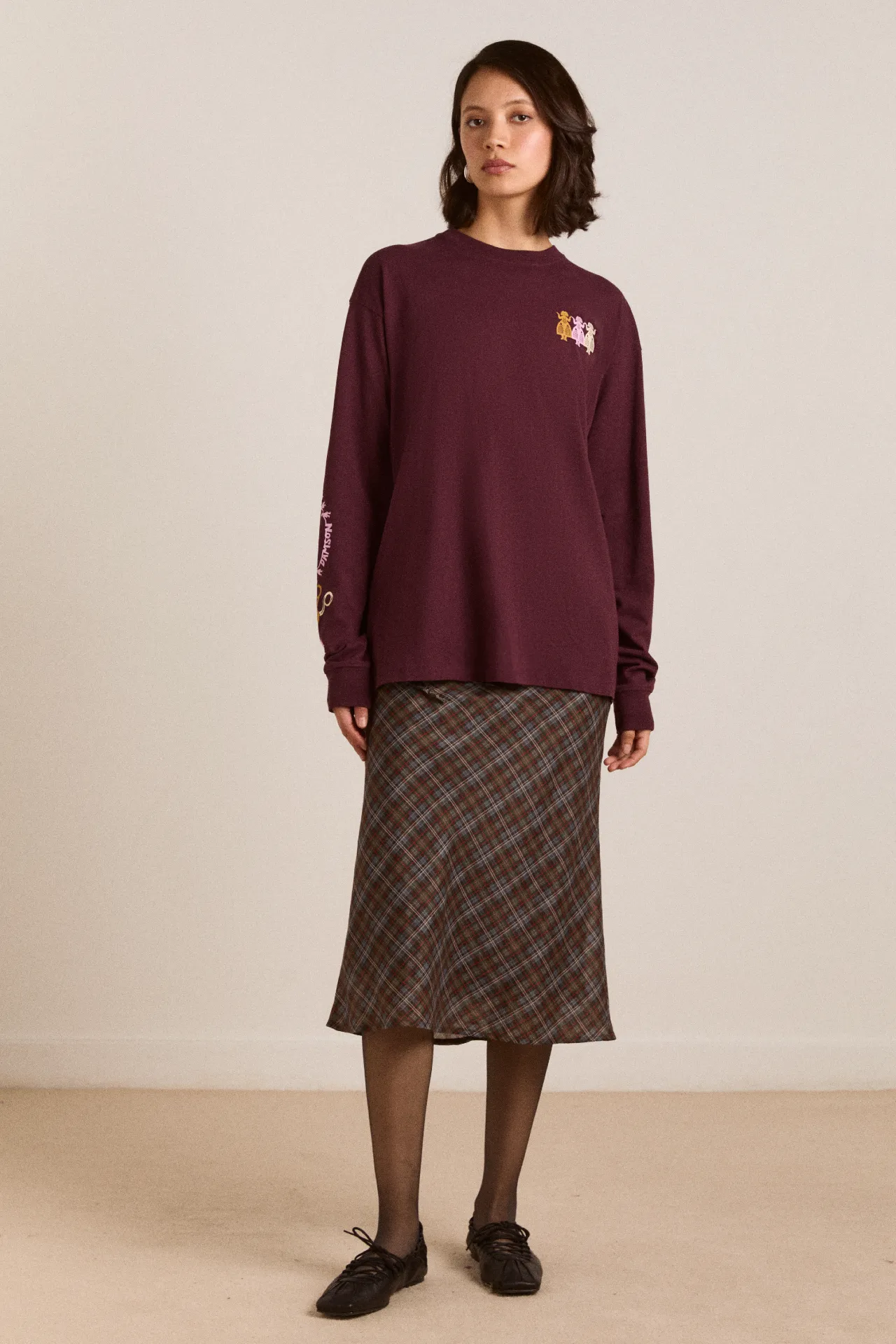 paper cut gals ls tee - fig sold by Damson Madder product image thumbnail 3