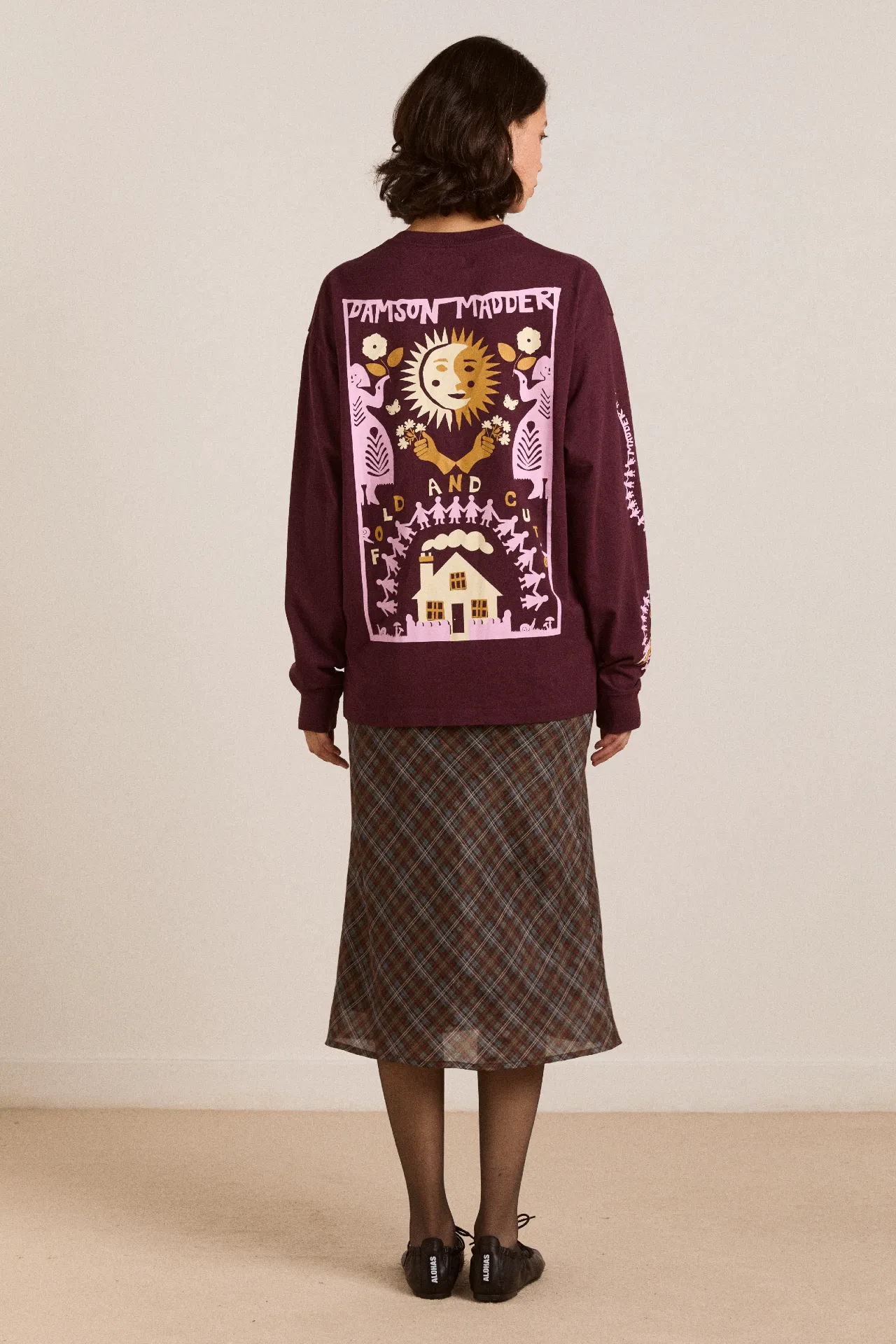 paper cut gals ls tee - fig sold by Damson Madder product image thumbnail 5