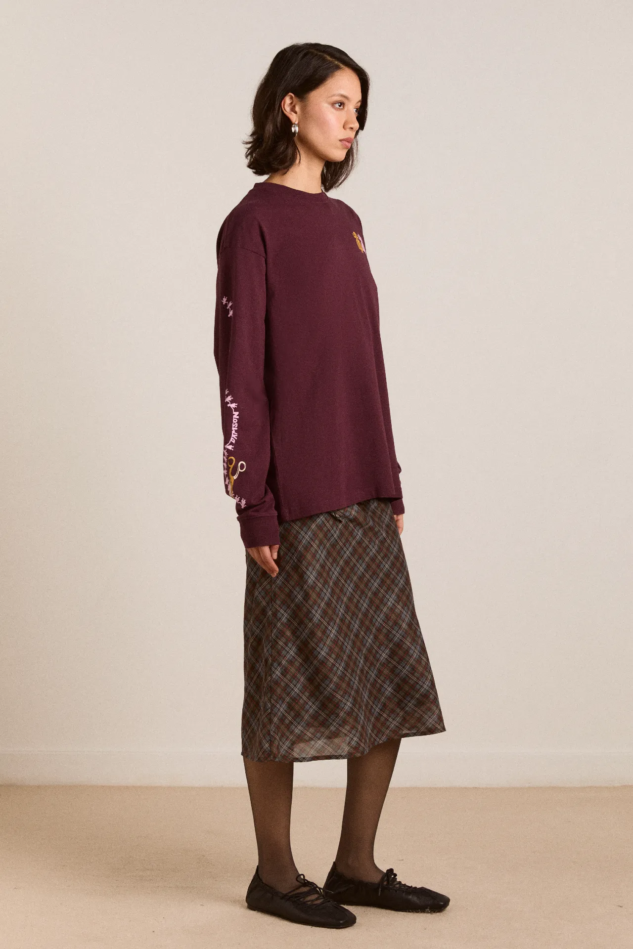 paper cut gals ls tee - fig sold by Damson Madder product image thumbnail 4