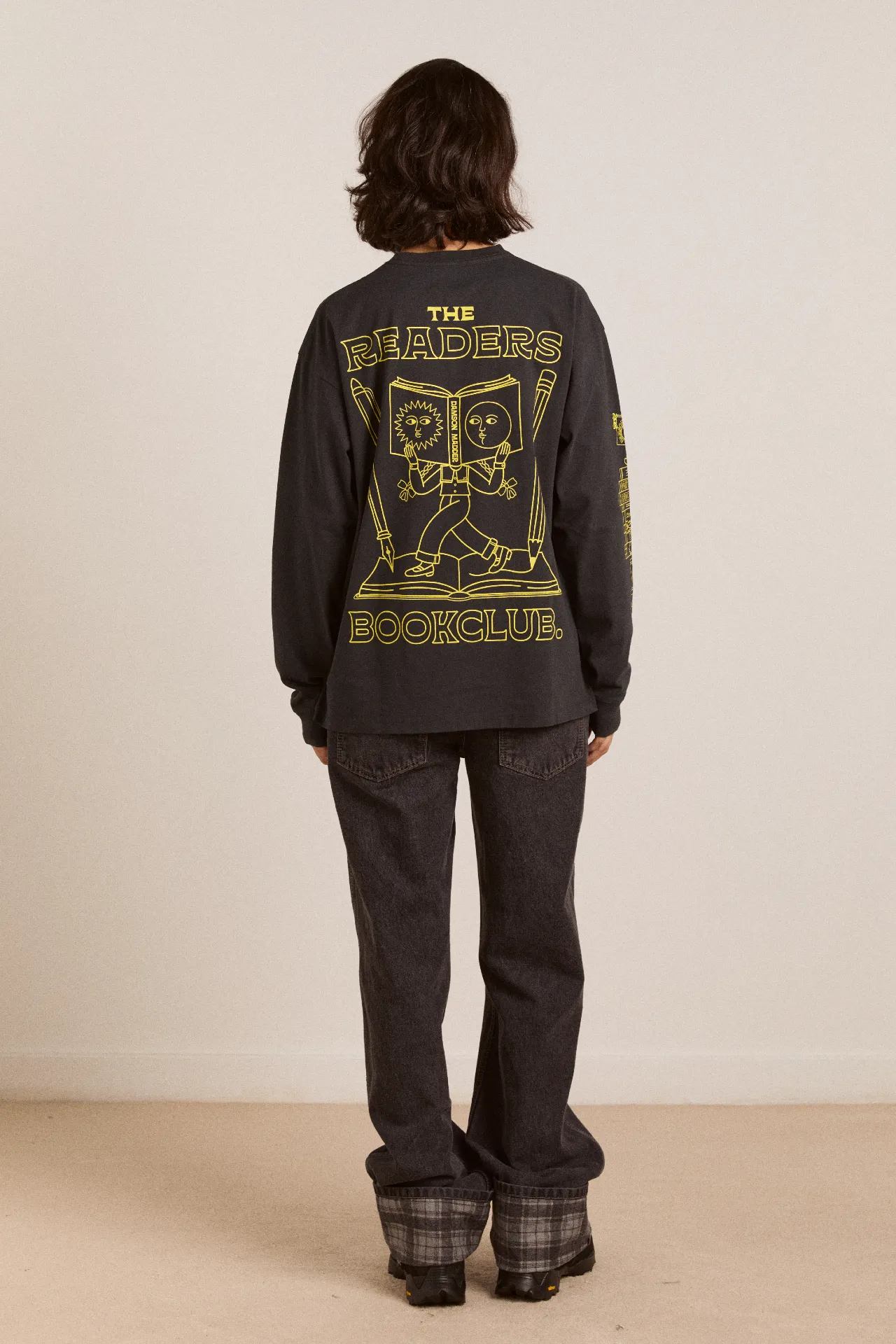 the reader ls tee - charcoal sold by Damson Madder product image thumbnail 2