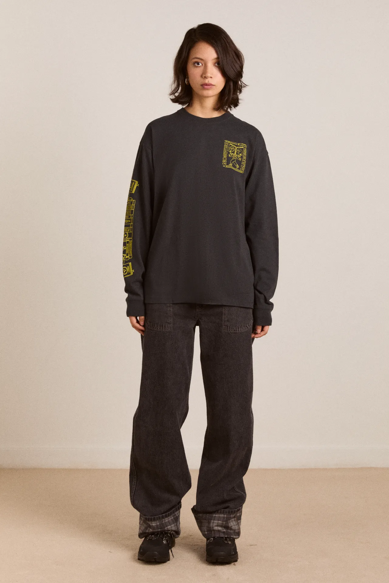 the reader ls tee - charcoal sold by Damson Madder product image thumbnail 5