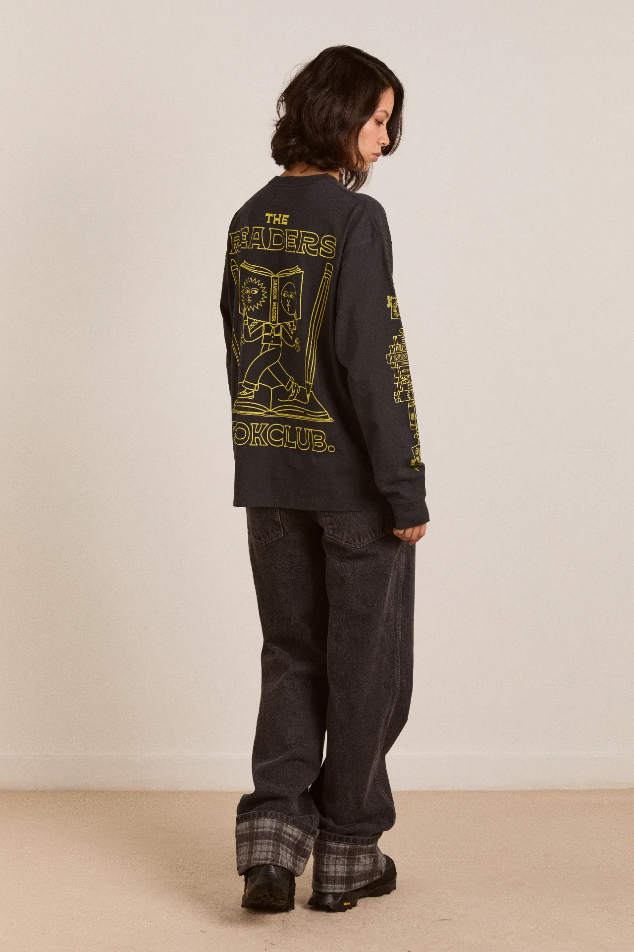 the reader ls tee - charcoal sold by Damson Madder product image thumbnail 4