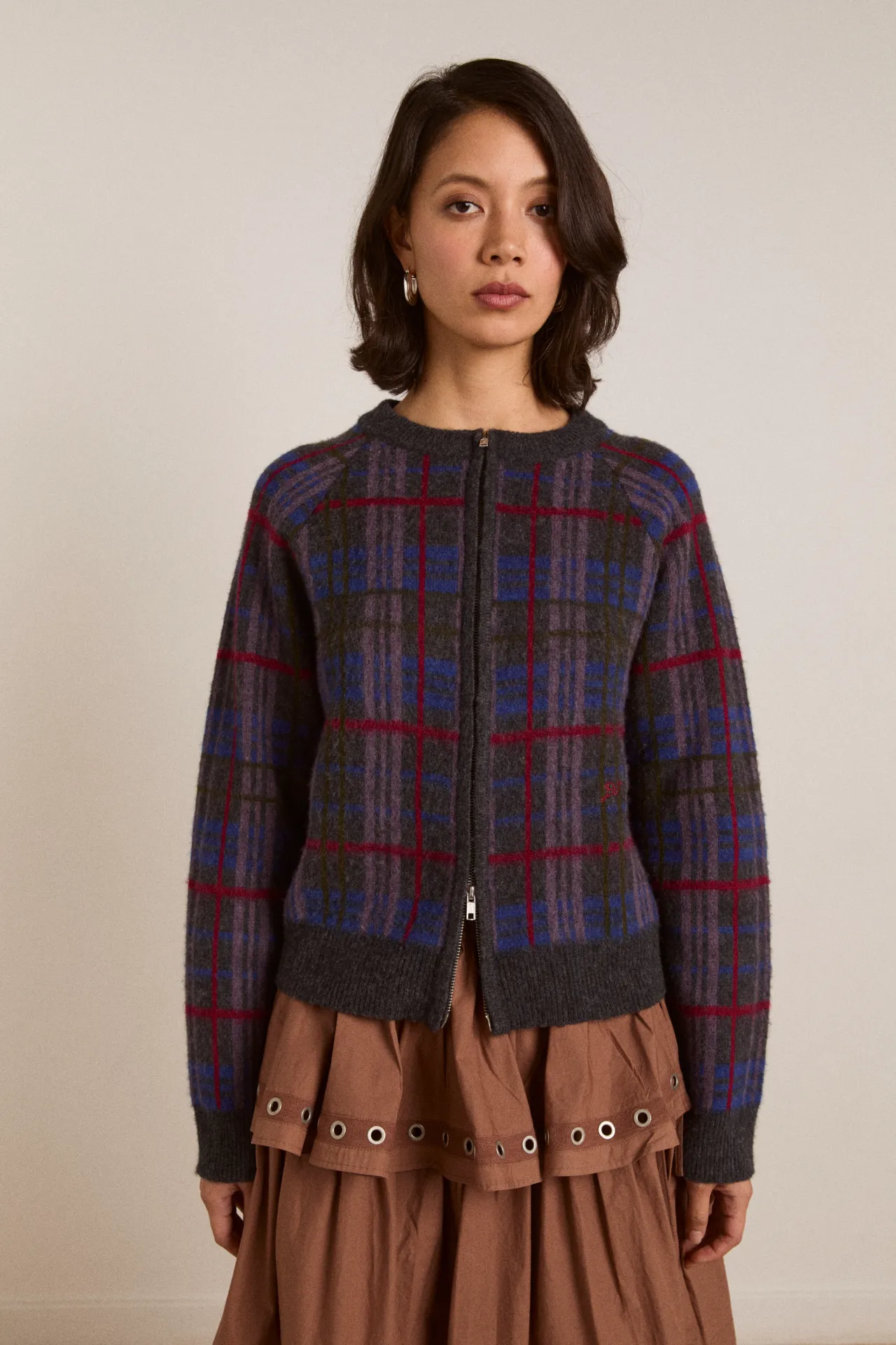 minah merino wool cardigan - brushed check sold by Damson Madder product image thumbnail 2