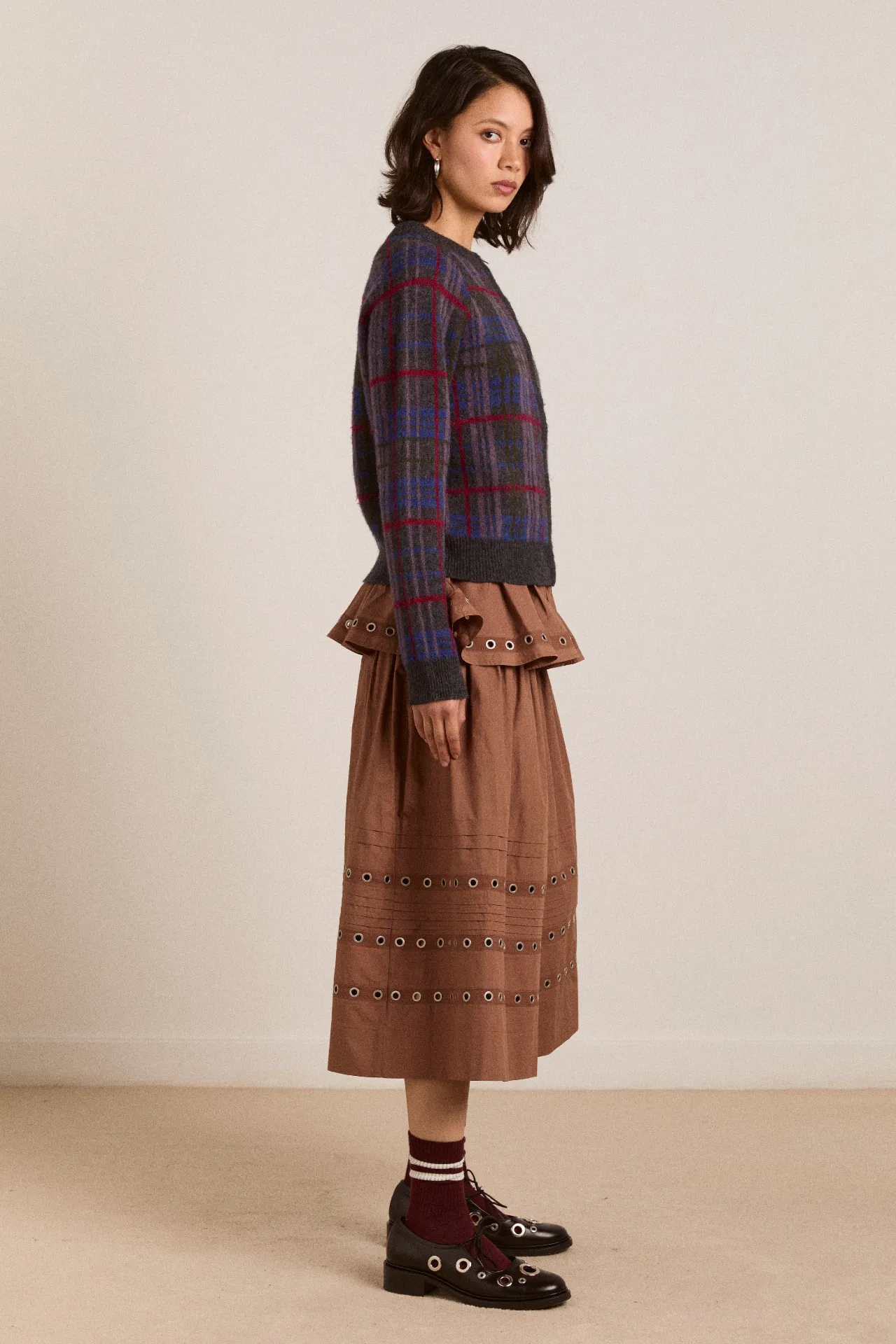 minah merino wool cardigan - brushed check sold by Damson Madder product image thumbnail 4