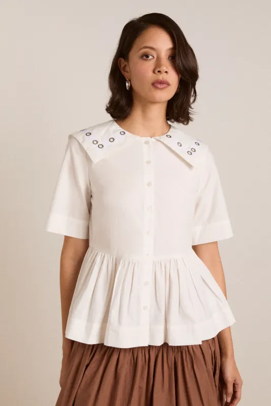 cyrus eyelet blouse - white sold by Damson Madder