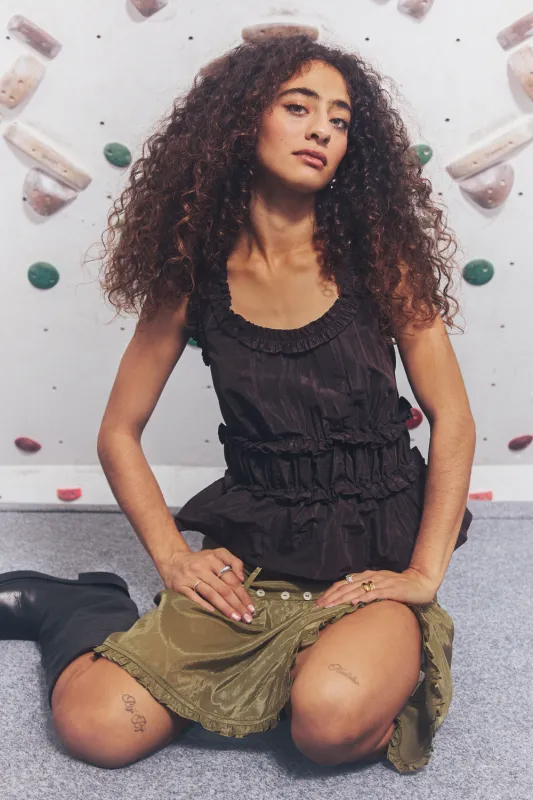 evelyn sheer skirt - olive sold by Damson Madder