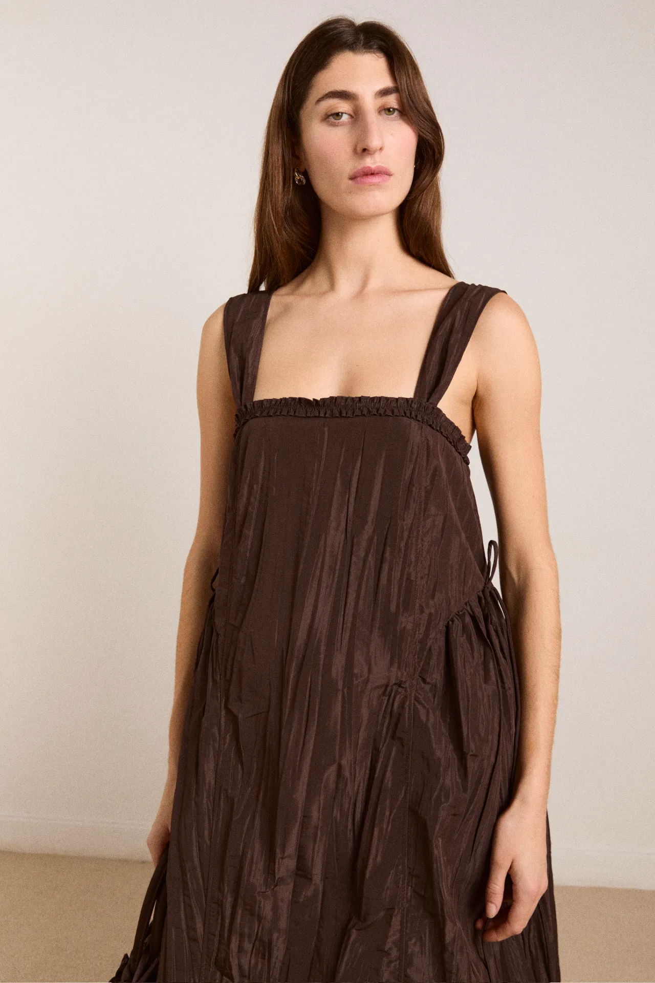 elina midi dress - choc taffeta sold by Damson Madder product image thumbnail 4
