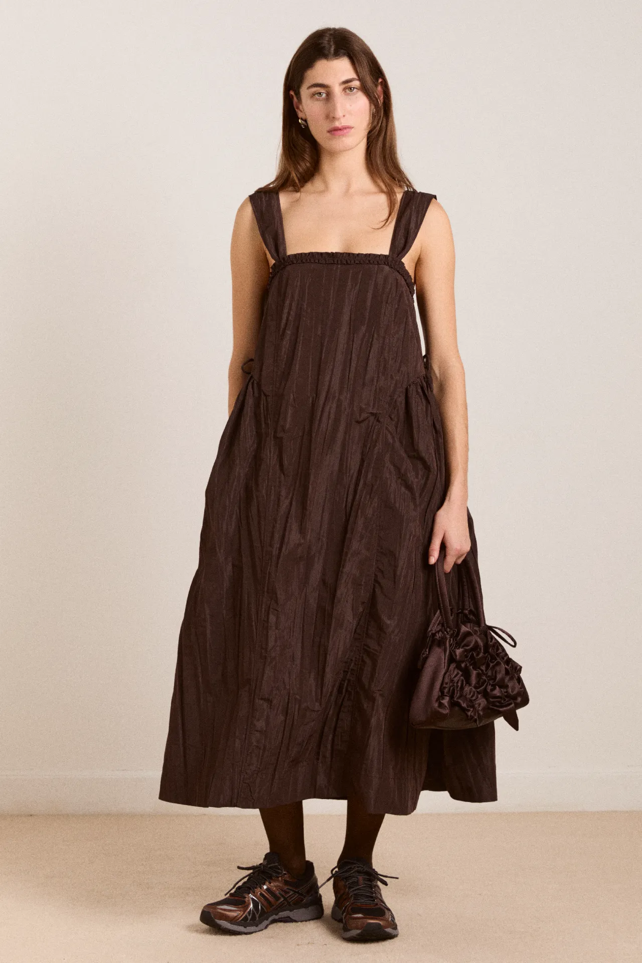 elina midi dress - choc taffeta sold by Damson Madder product image thumbnail 2