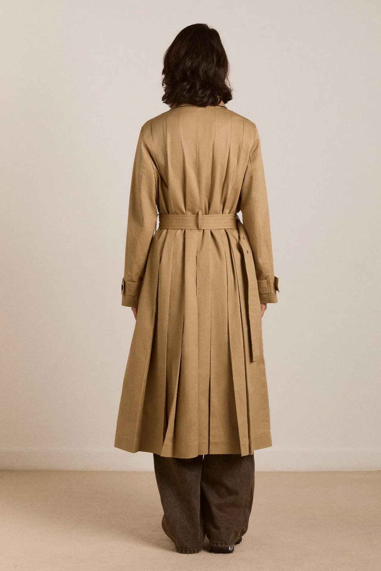 sofia pleated trench - light stone sold by Damson Madder product image thumbnail 3