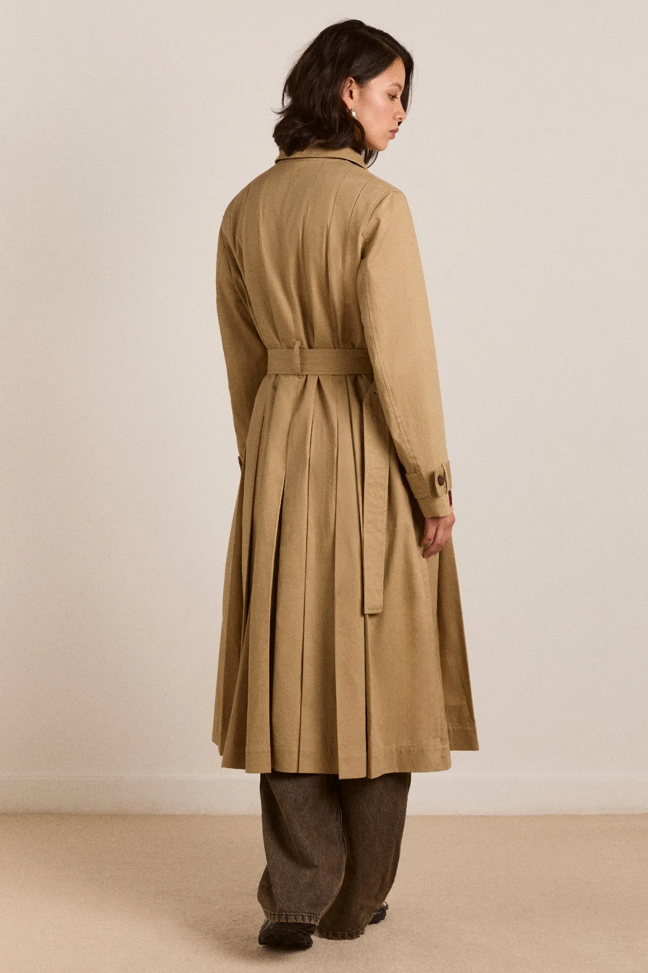 sofia pleated trench - light stone sold by Damson Madder product image thumbnail 5