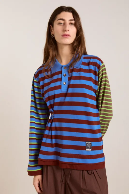 noah cinch layered rugby - blue pop stripe made by Damson Madder