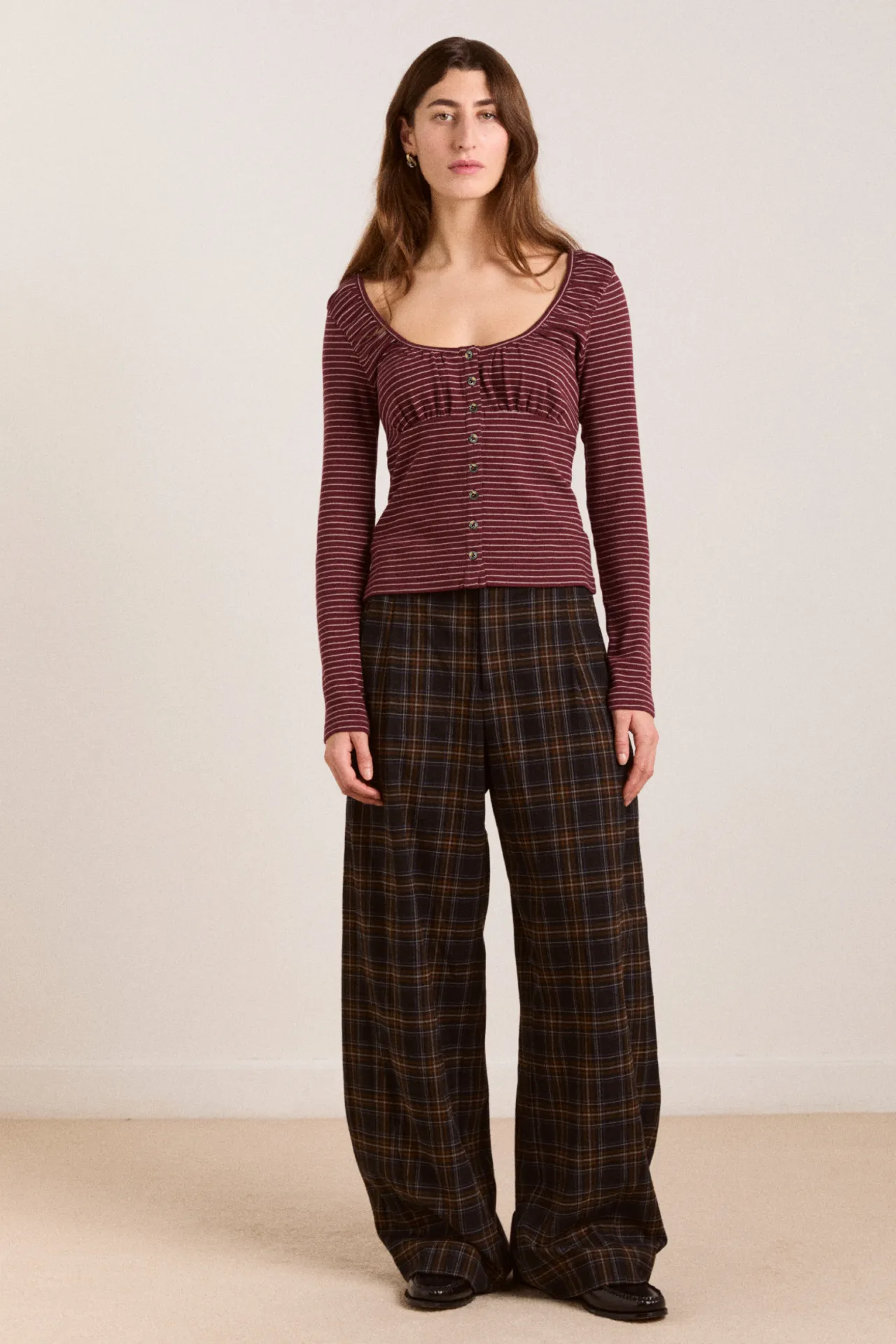 darma ls top - burg stripe sold by Damson Madder product image thumbnail 2